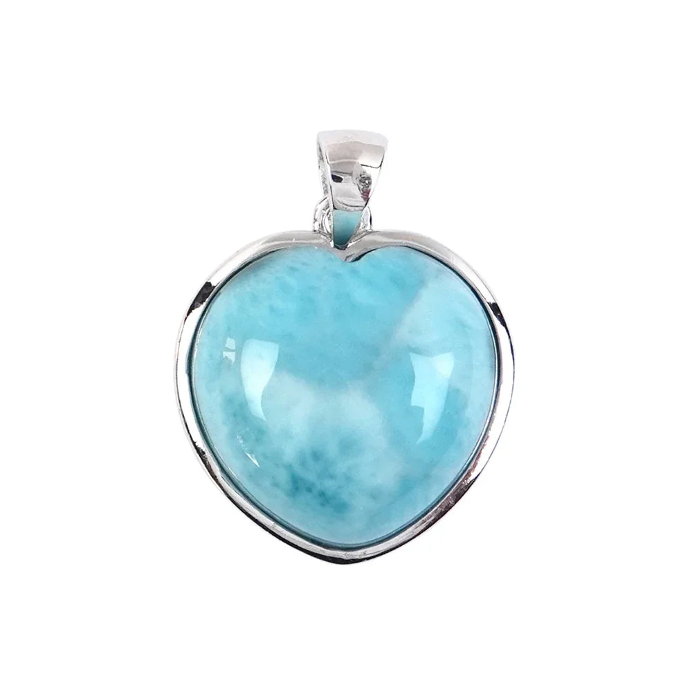 Anhänger Larimar Herz, 2,6cm, rhodiniert - MeinSchmuckShop