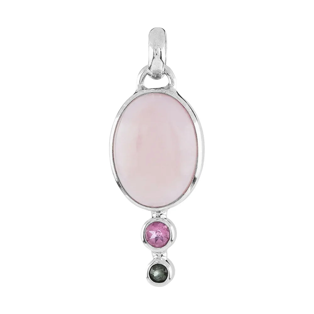 Anhänger Andenopal oval (16 x 12mm), Turmalin, 3,7cm, rhodiniert - MeinSchmuckShop