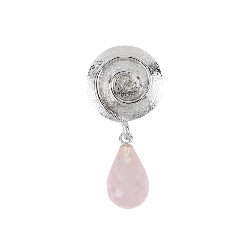 Anhänger Rosenquarz-Briolette facettiert, Spirale, 4,0cm, rhodiniert - MeinSchmuckShop