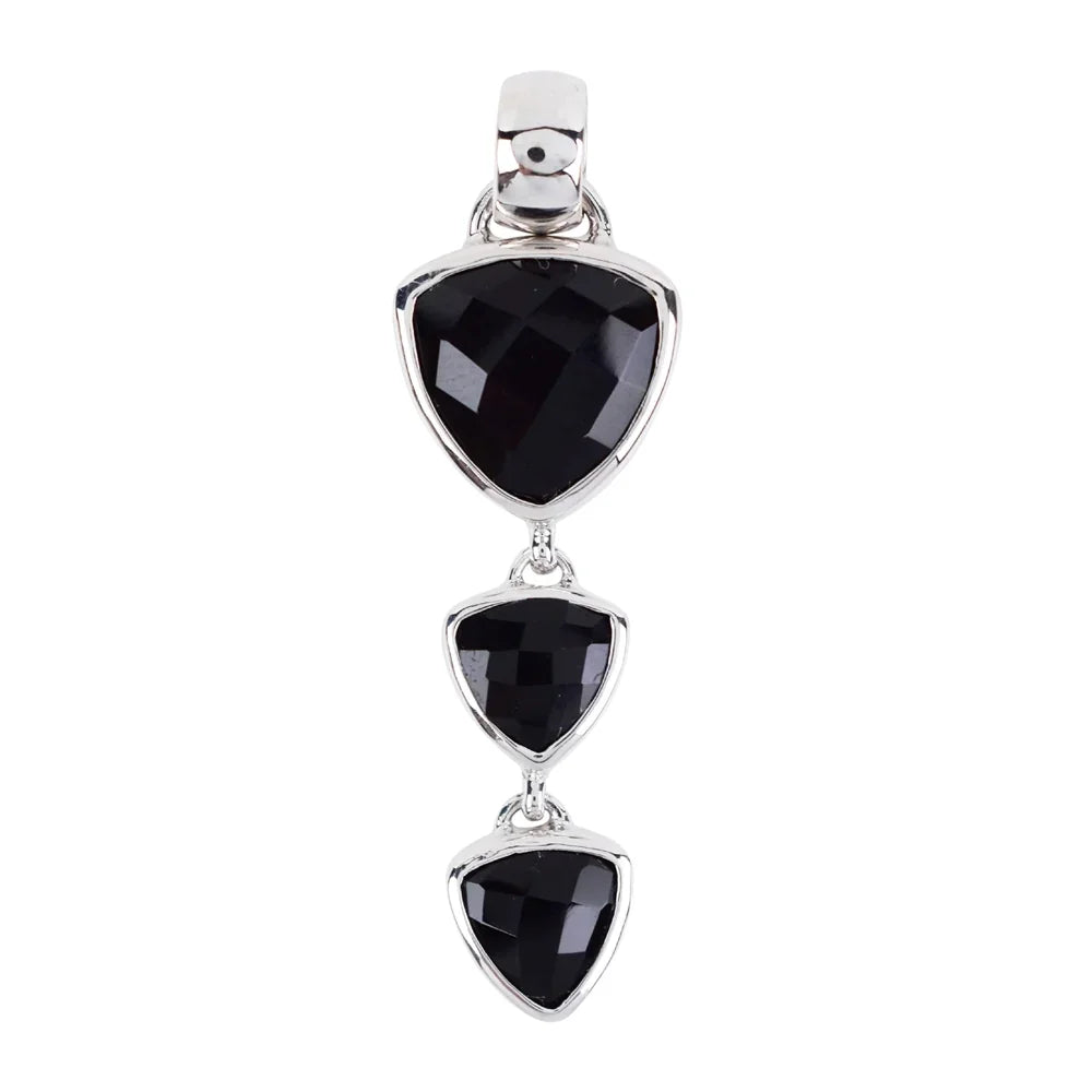 Anhänger Onyx-Trillions, 4,5cm, rhodiniert - MeinSchmuckShop
