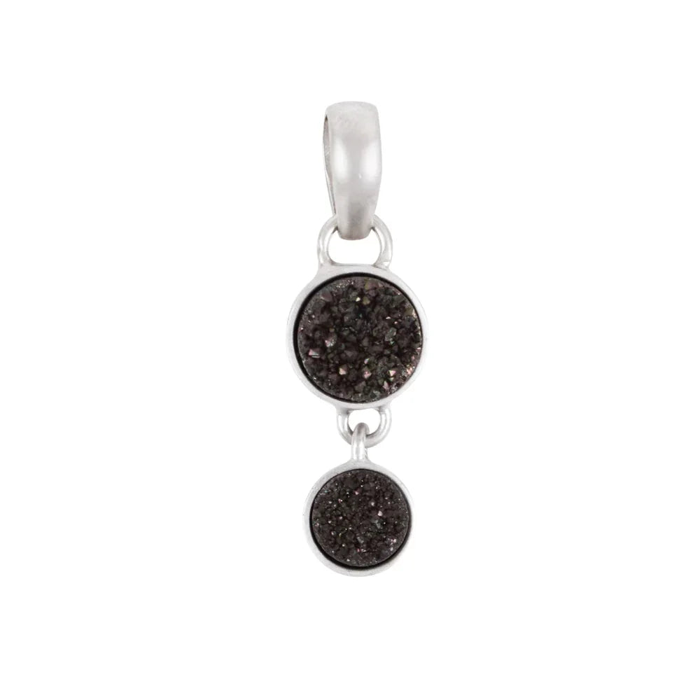 Anhänger Achat-Druzy schwarz (gefärbt), 3,1cm, rhodiniert, mattiert - MeinSchmuckShop