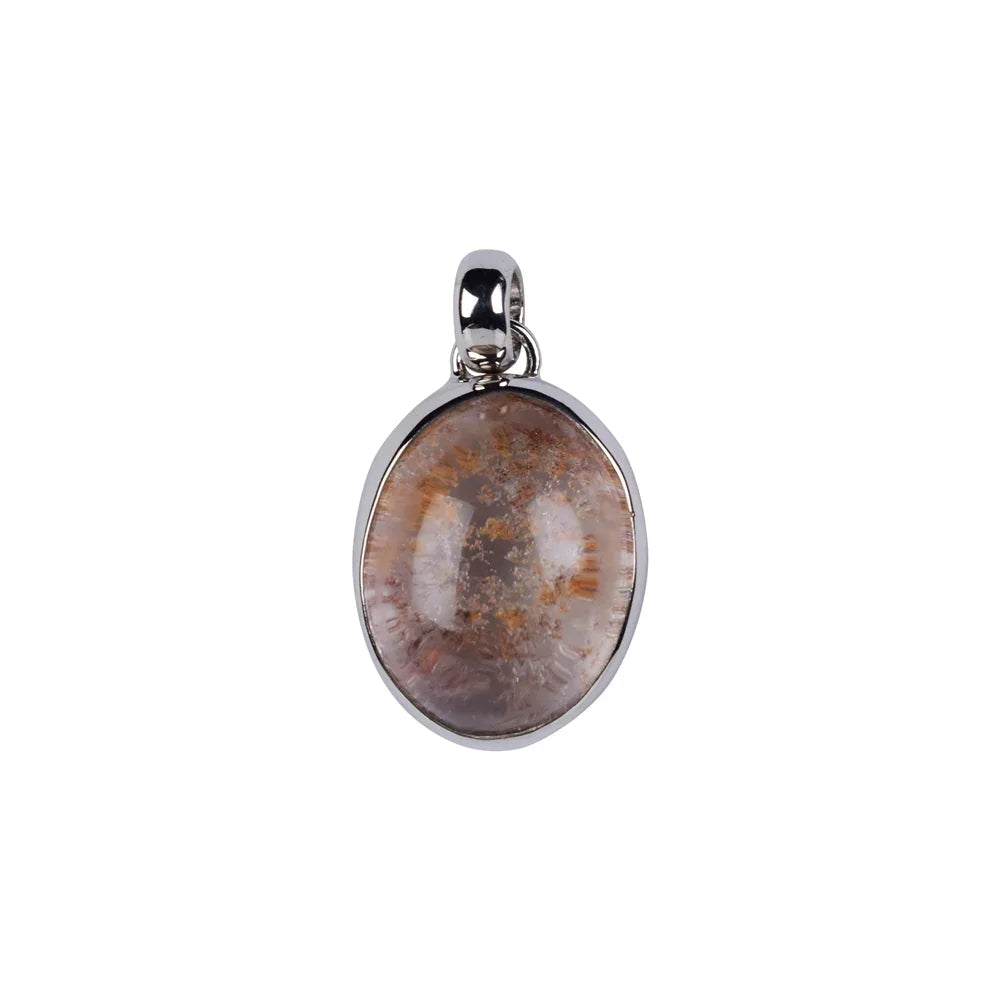 Anhänger Lodolithquarz Oval, 2,7cm, rhodiniert - MeinSchmuckShop