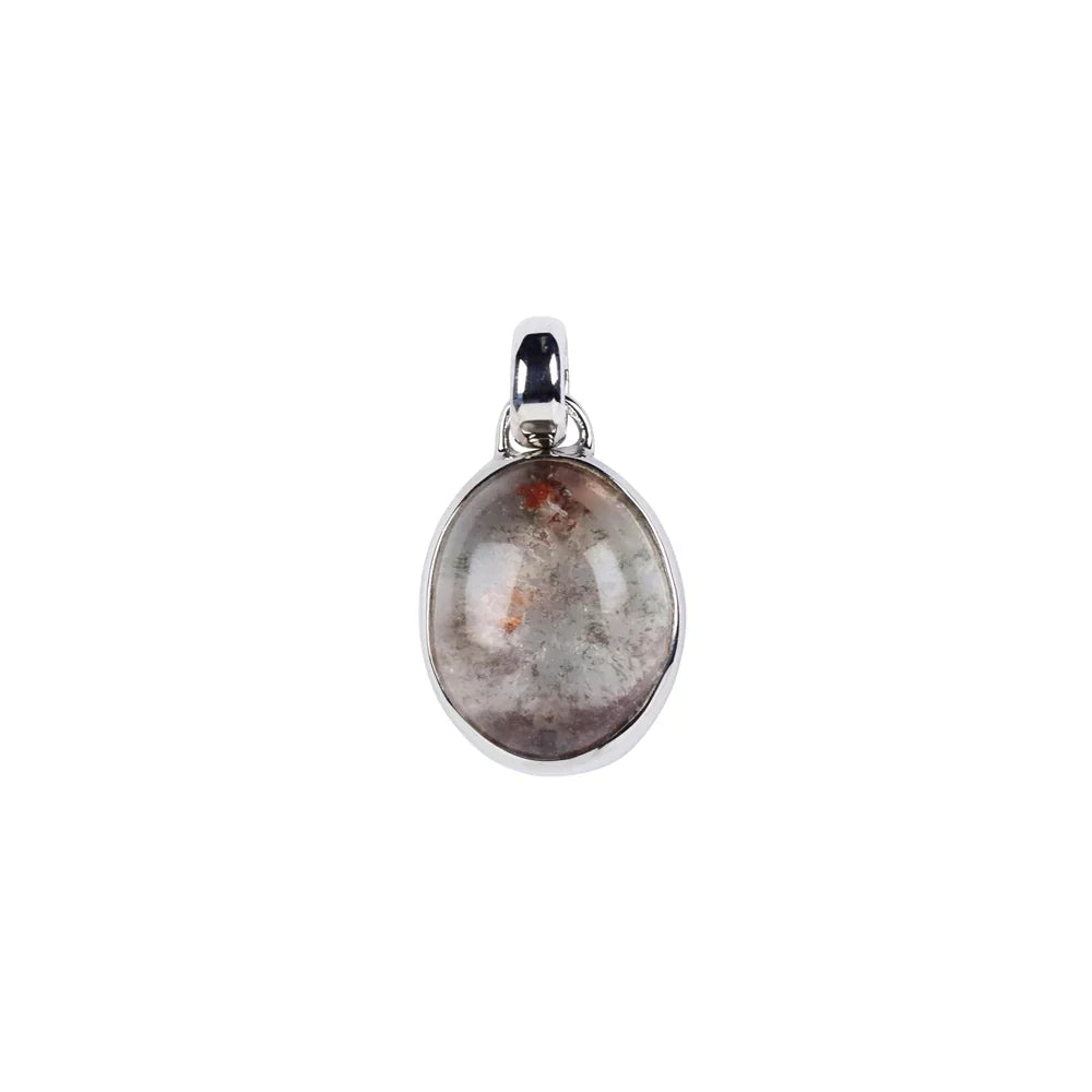 Anhänger Lodolithquarz Oval, 2,4cm, rhodiniert - MeinSchmuckShop