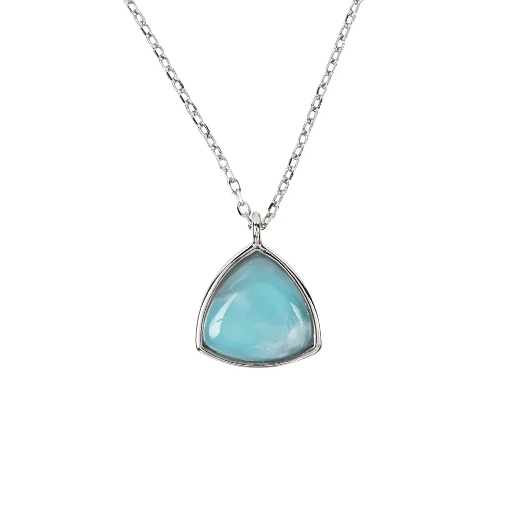 Anhänger mit Kette Larimar Trillion/Dreieck (9 x 9mm), 1,1cm, rhodiniert - MeinSchmuckShop