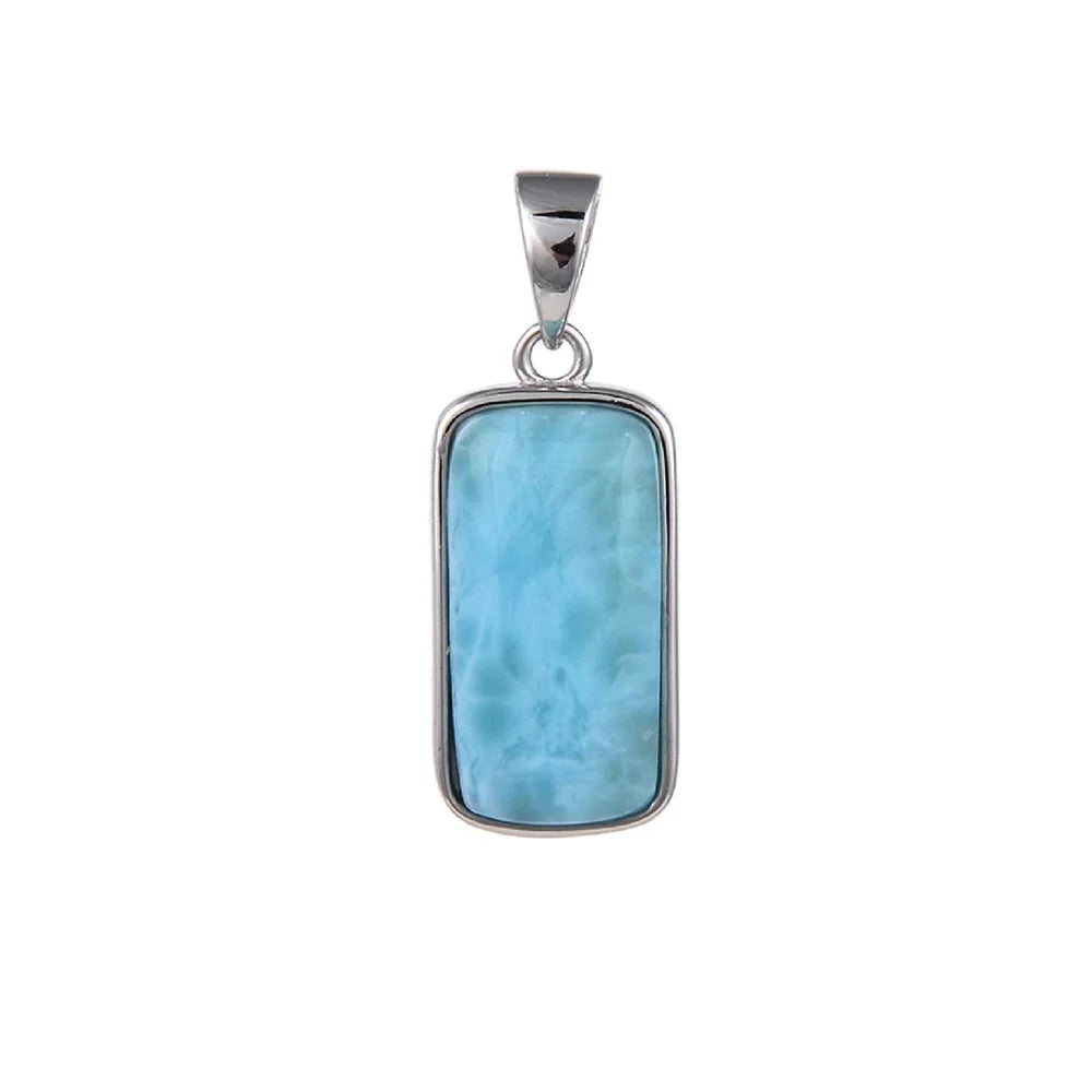 Anhänger Larimar, Rechteck (8 x 16mm), 2,2cm, rhodiniert - MeinSchmuckShop
