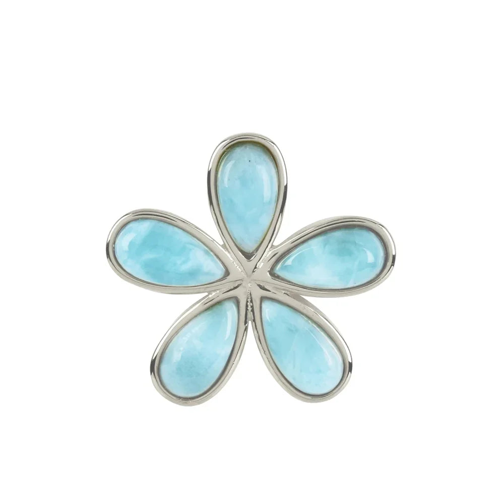 Anhänger Larimar Tropfen-Blüte (8 x 4,5mm), 1,7cm, rhodiniert - MeinSchmuckShop