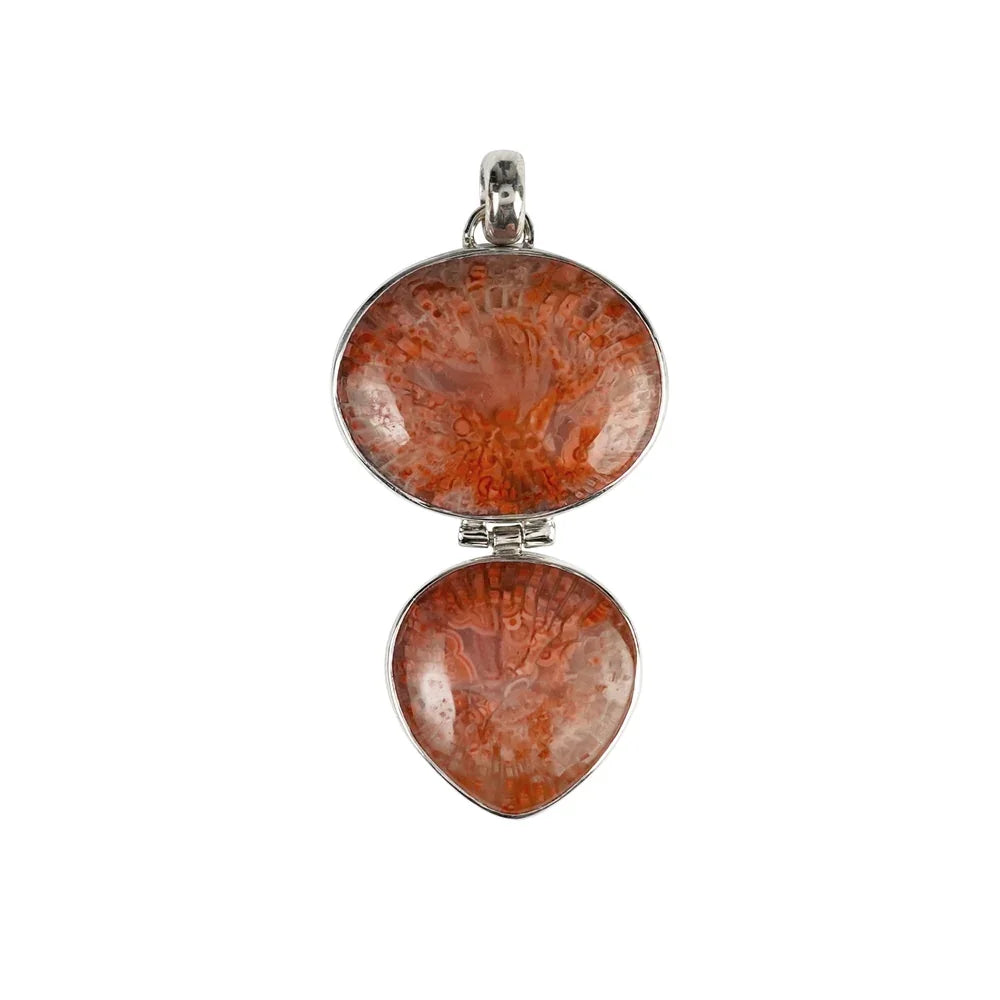 Anhänger Hornkoralle, Oval (20mm), Tropfen (18mm), 4,8cm, rhodiniert - MeinSchmuckShop