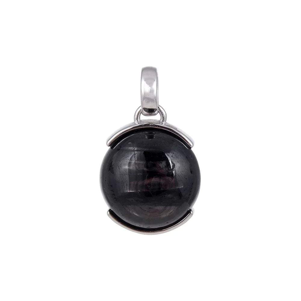Anhänger Hypersthen, rund (14mm), 2,1cm, rhodiniert - MeinSchmuckShop