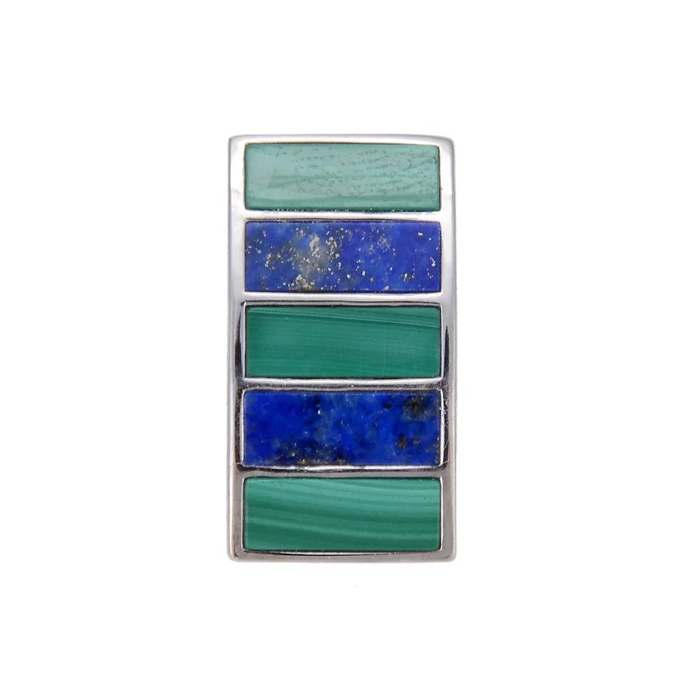 Anhänger Malachit, Lapis Lazuli Rechtecke (10 x 4mm), 2,2cm, rhodinidert - MeinSchmuckShop