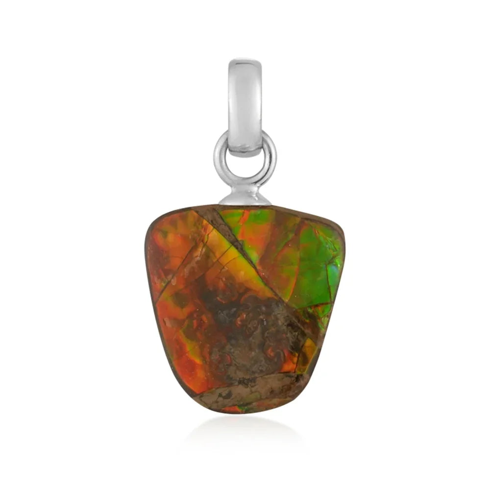 Anhänger Ammolith Freeform, 2,7 - 3,7cm, rhodiniert - MeinSchmuckShop