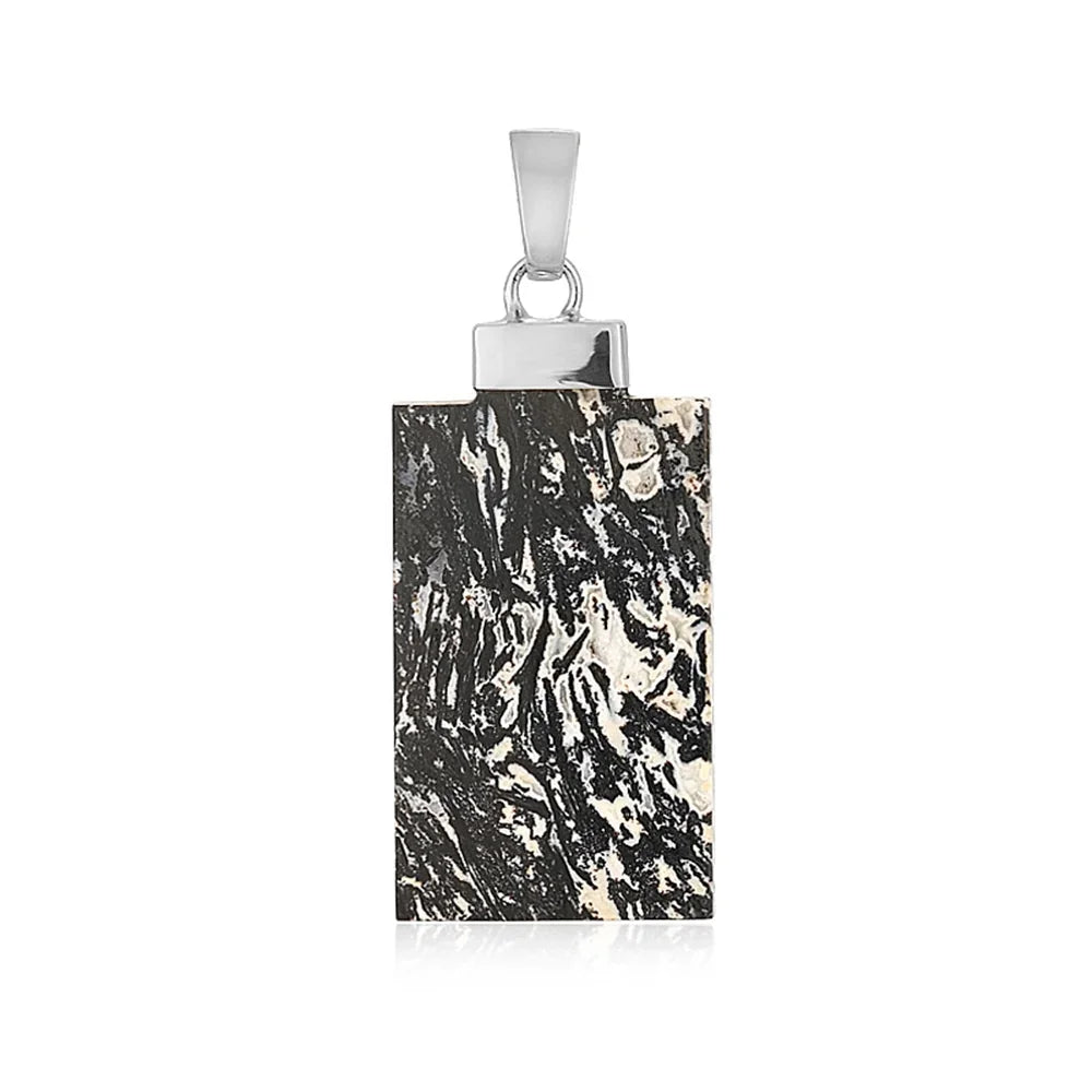 Anhänger Zebra-Palmholz Rechteck (40 x 22mm), 5,4cm, rhodiniert - MeinSchmuckShop