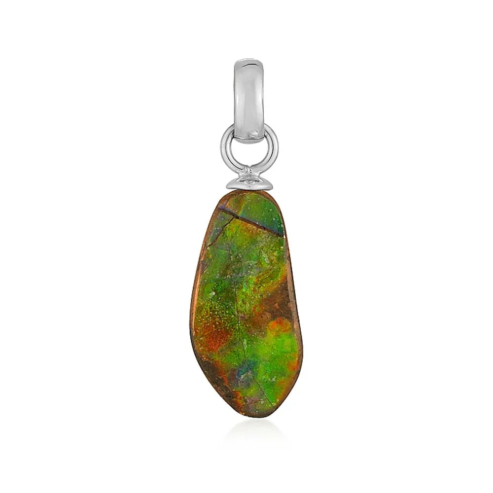 Anhänger Ammolith, Freeform, 2,3 - 2,8cm, rhodiniert - MeinSchmuckShop
