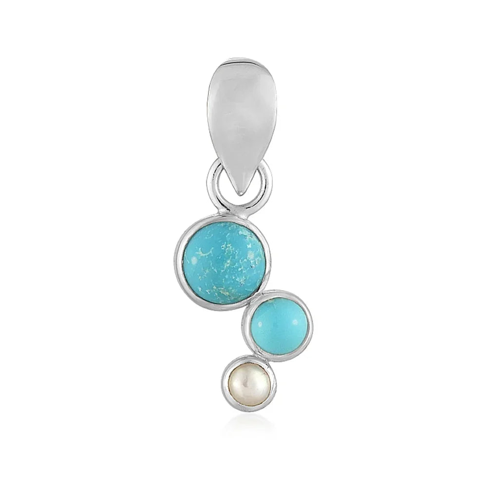 Anhänger Türkis rund (4mm, 6mm), Perle (4mm), 2,5cm, rhodiniert - MeinSchmuckShop