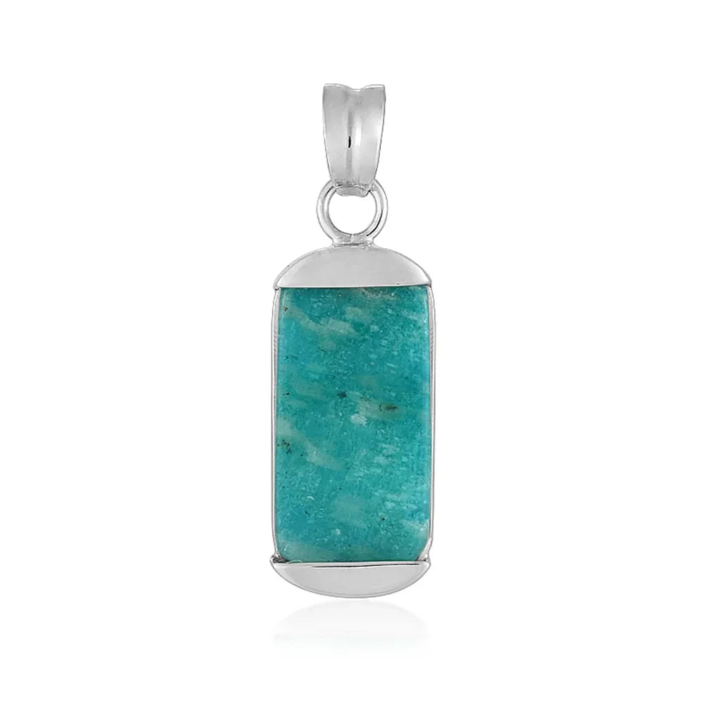 Anhänger Amazonit, Rechteck (22 x 11mm), 3,4cm, rhodiniert - MeinSchmuckShop