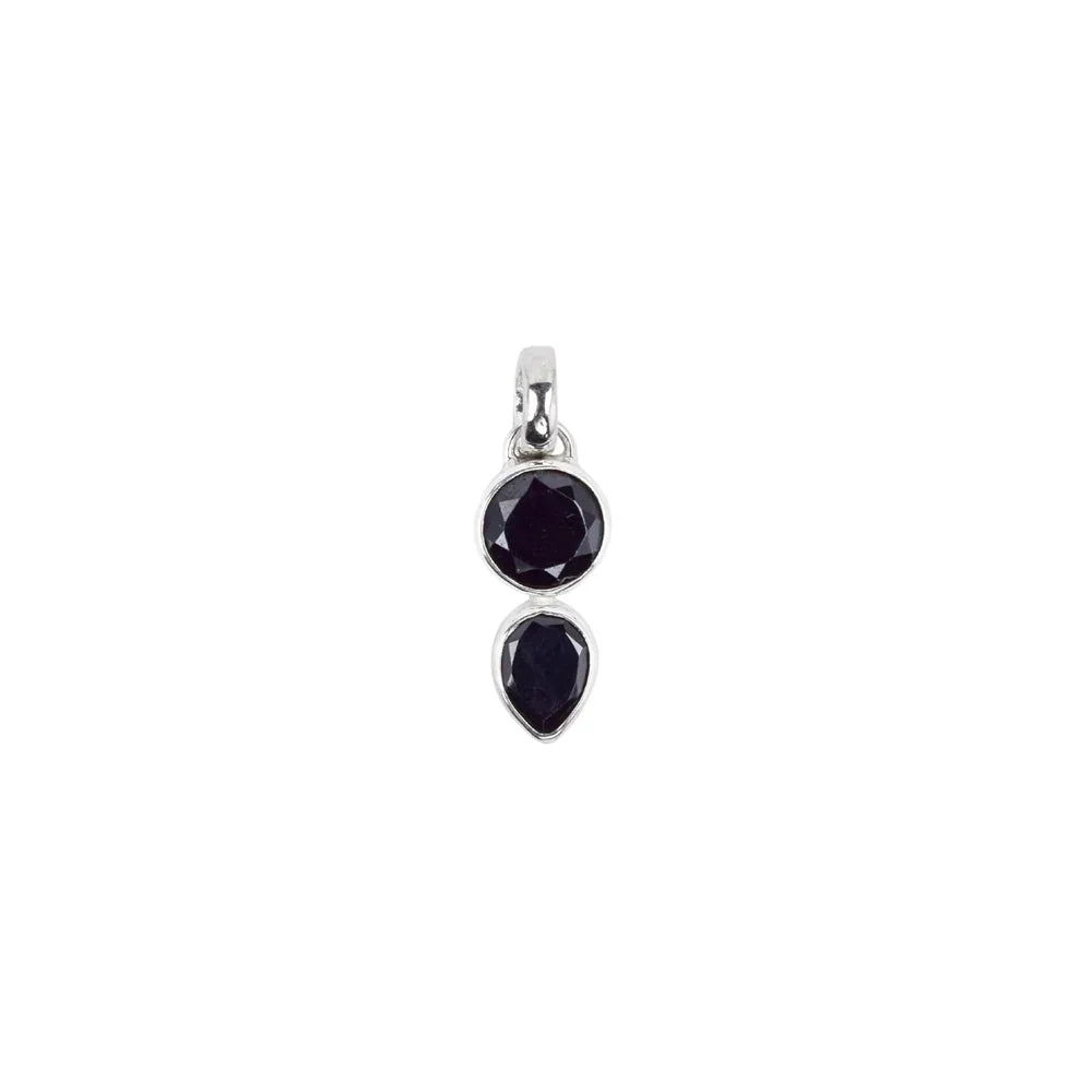 Anhänger Spinell (schwarz) rund, Tropfen, 2,6cm, platiniert - MeinSchmuckShop