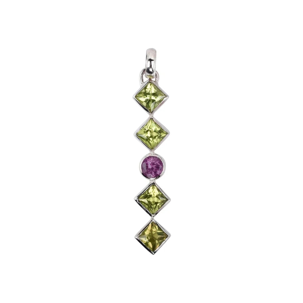 Anhänger Peridot, Turmalin (rosa), 4,7cm, platiniert - MeinSchmuckShop