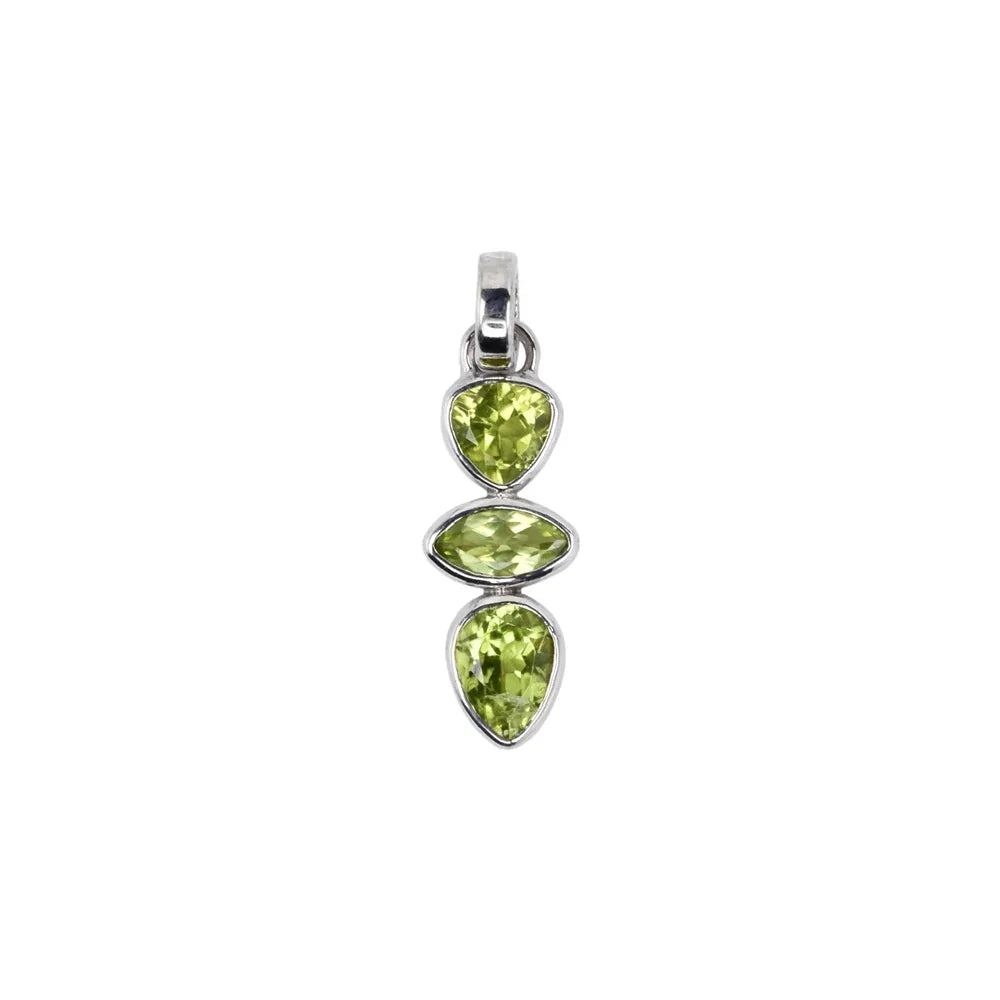 Anhänger Peridot Trillion, Navette, Tropfen, 3,0cm, platiniert - MeinSchmuckShop