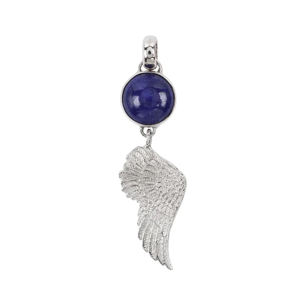 Anhänger Lapis Lazuli (12mm), Flügel, 5,3cm, platiniert - MeinSchmuckShop