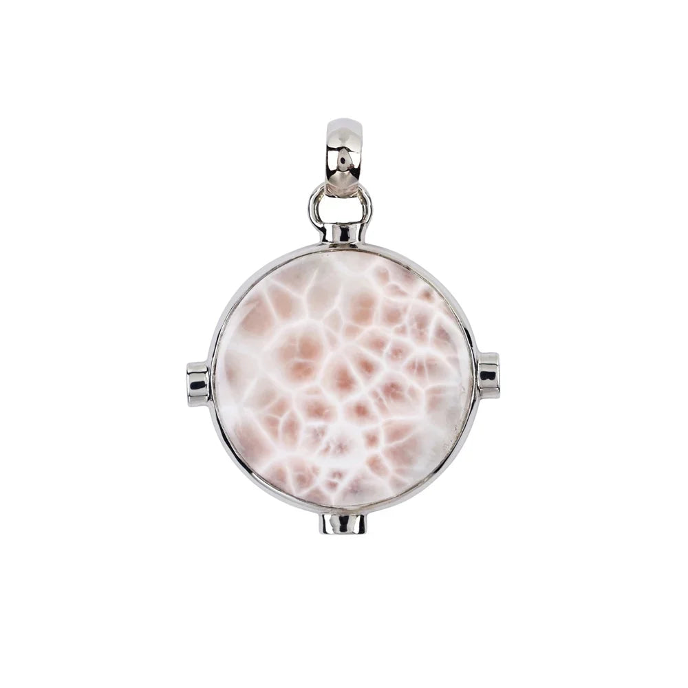 Anhänger Natrolith, rund (25mm), 4,0cm, platiniert - MeinSchmuckShop