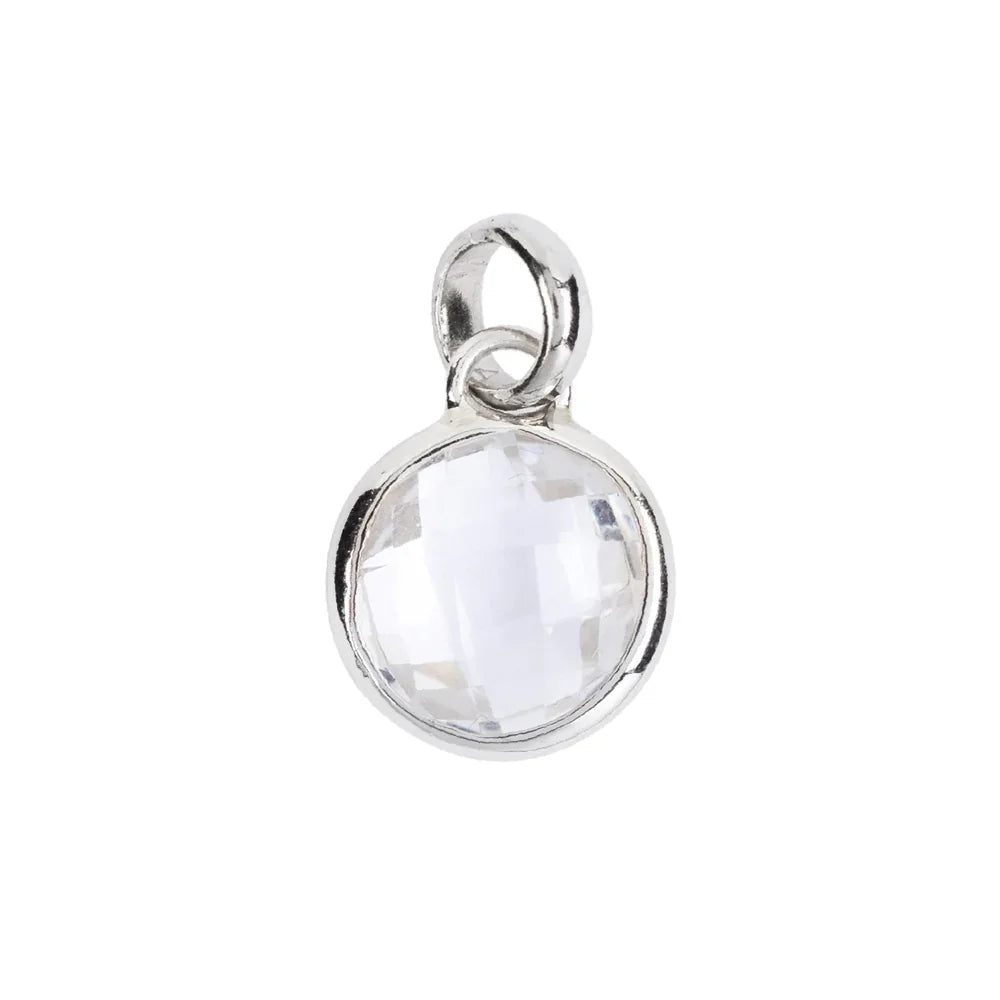 Anhänger Bergkristall, rund (10mm) facettiert, 1,9cm, platiniert - MeinSchmuckShop