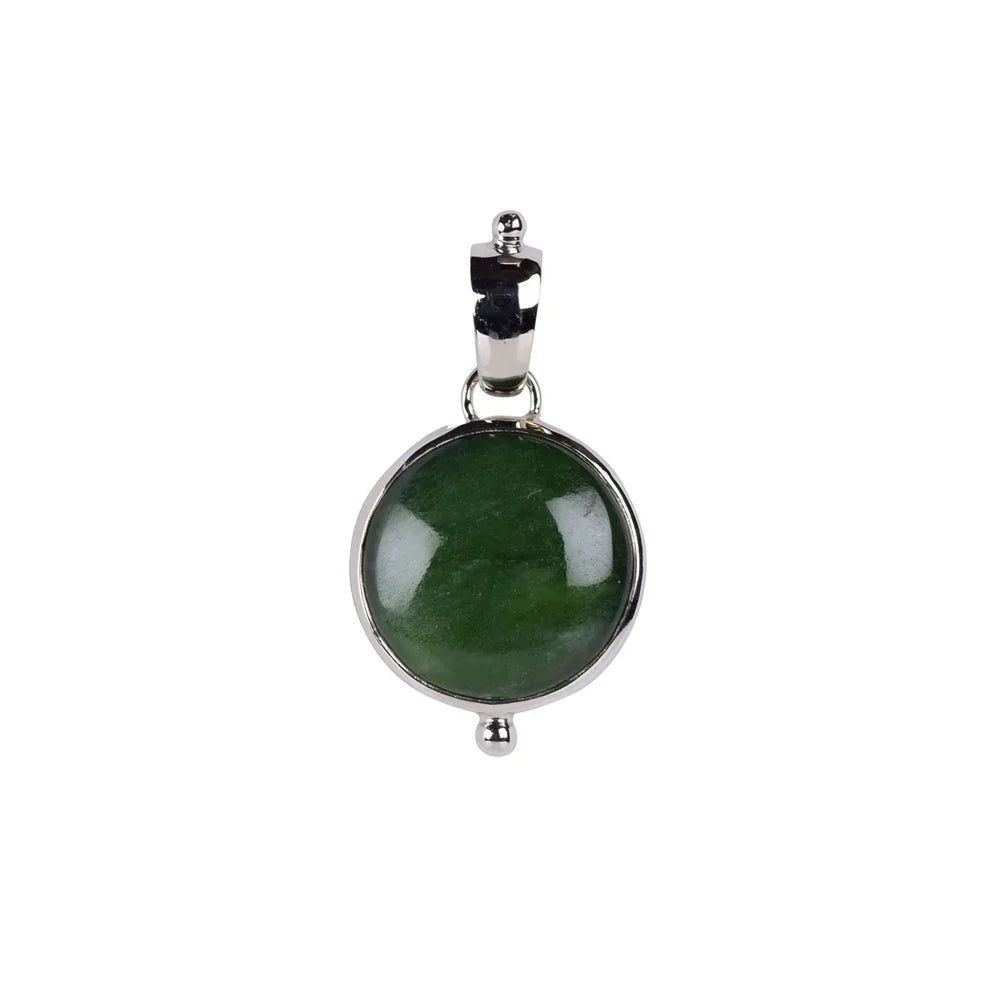 Anhänger Nephrit, rund (18mm), 3,6cm, platiniert - MeinSchmuckShop