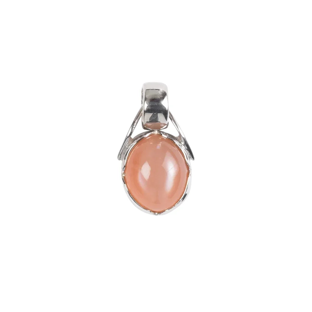 Anhänger Mondstein orange oval 12x10mm platiniert - MeinSchmuckShop