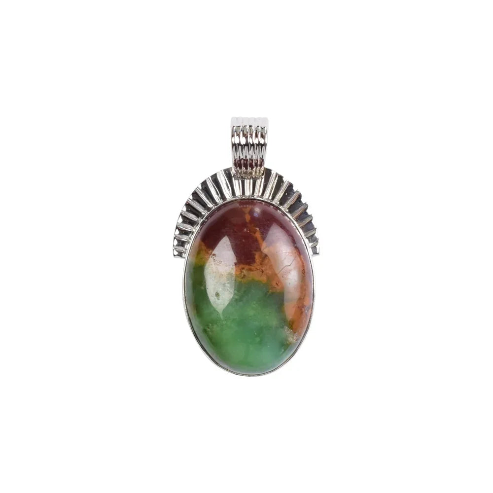 Anhänger Chrysopras oval (33 x 20mm), 4,5cm, platiniert - MeinSchmuckShop