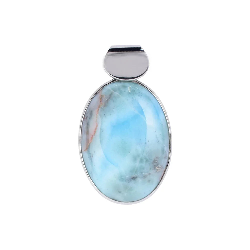 Anhänger Larimar Oval, 4,0cm, platiniert - MeinSchmuckShop