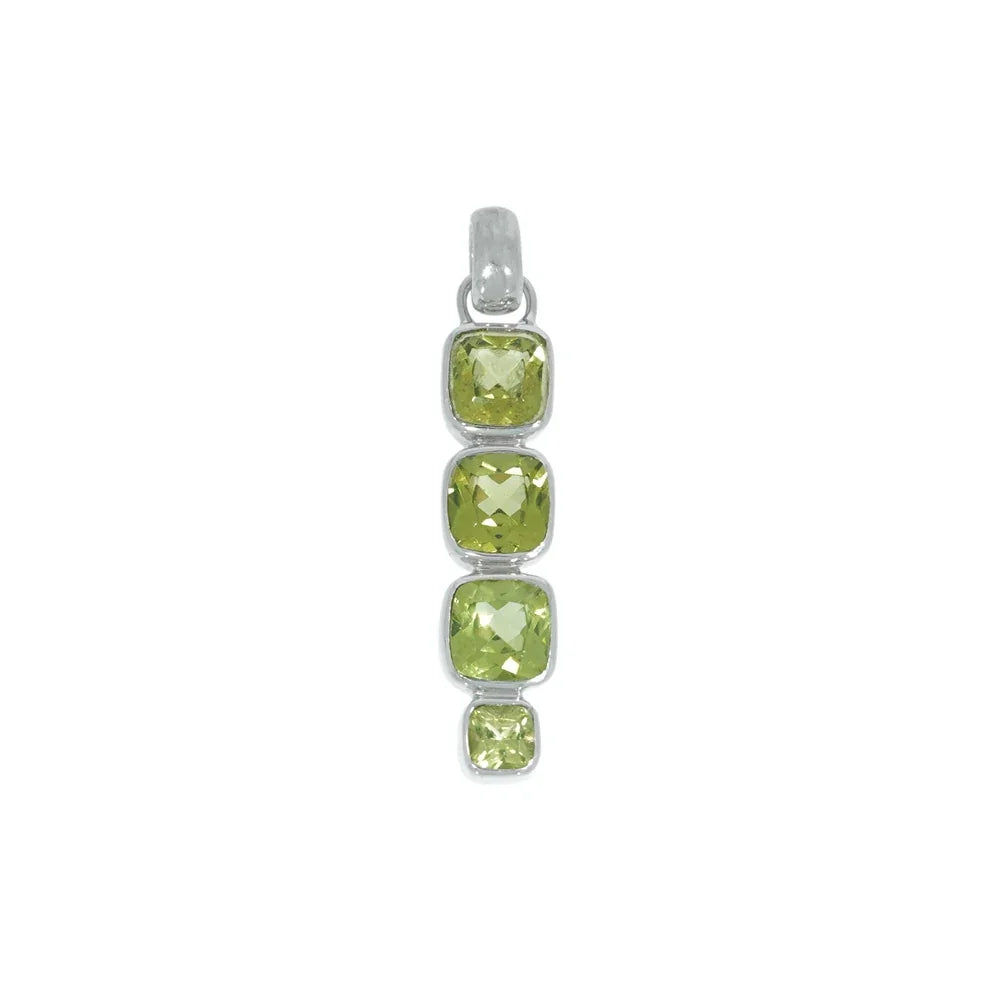 Anhänger Peridot Cushion (Quadrate), 3,5cm, platiniert - MeinSchmuckShop