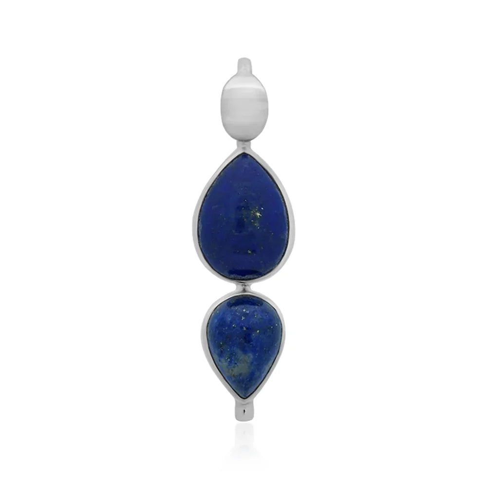 Anhänger Lapis Lazuli Tropfen (17 x 12mm, 14 x11mm), 5,0cm, platiniert - MeinSchmuckShop