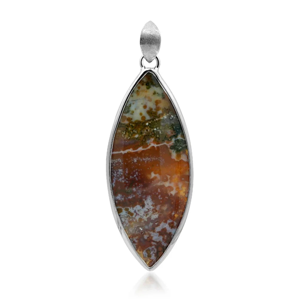 Anhänger Ozeanjaspis Marquise, 6,2cm, platiniert - MeinSchmuckShop