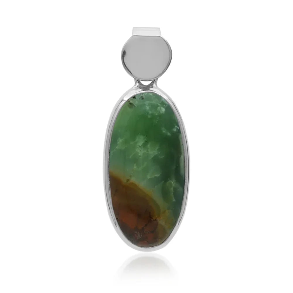 Anhänger Chrysopras oval (30 x 15mm), 4,1cm, platiniert - MeinSchmuckShop