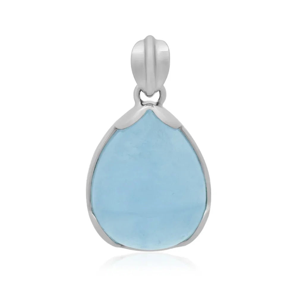 Anhänger Aquamarine Tropfen (24 x 18xmm), 3,4cm, platiniert - MeinSchmuckShop