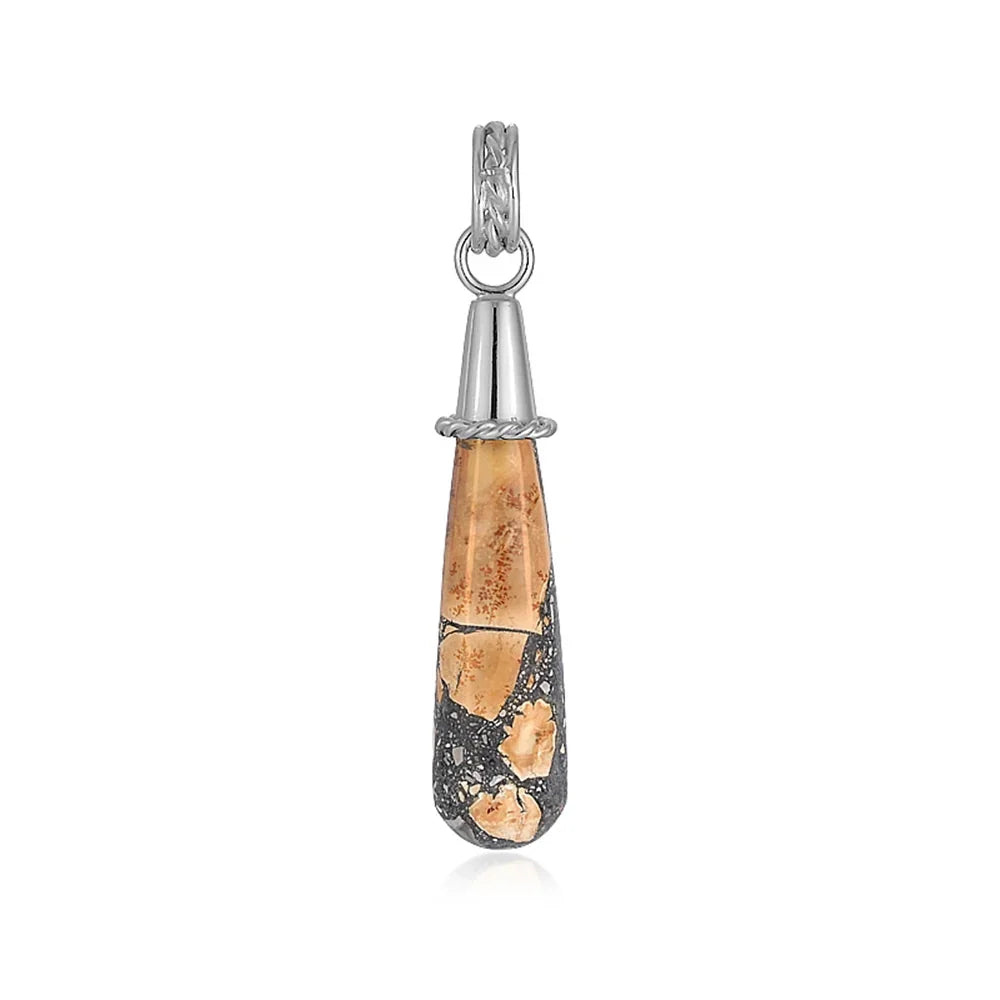 Anhänger Maligano-Jaspis Tropfen, 5,2cm, platiniert - MeinSchmuckShop