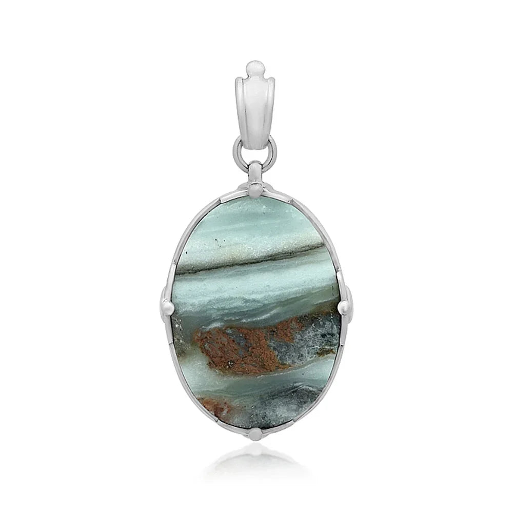 Anhänger Pazifik-Chalcedon Oval (29 x 20mm), 4,3cm, platiniert - MeinSchmuckShop
