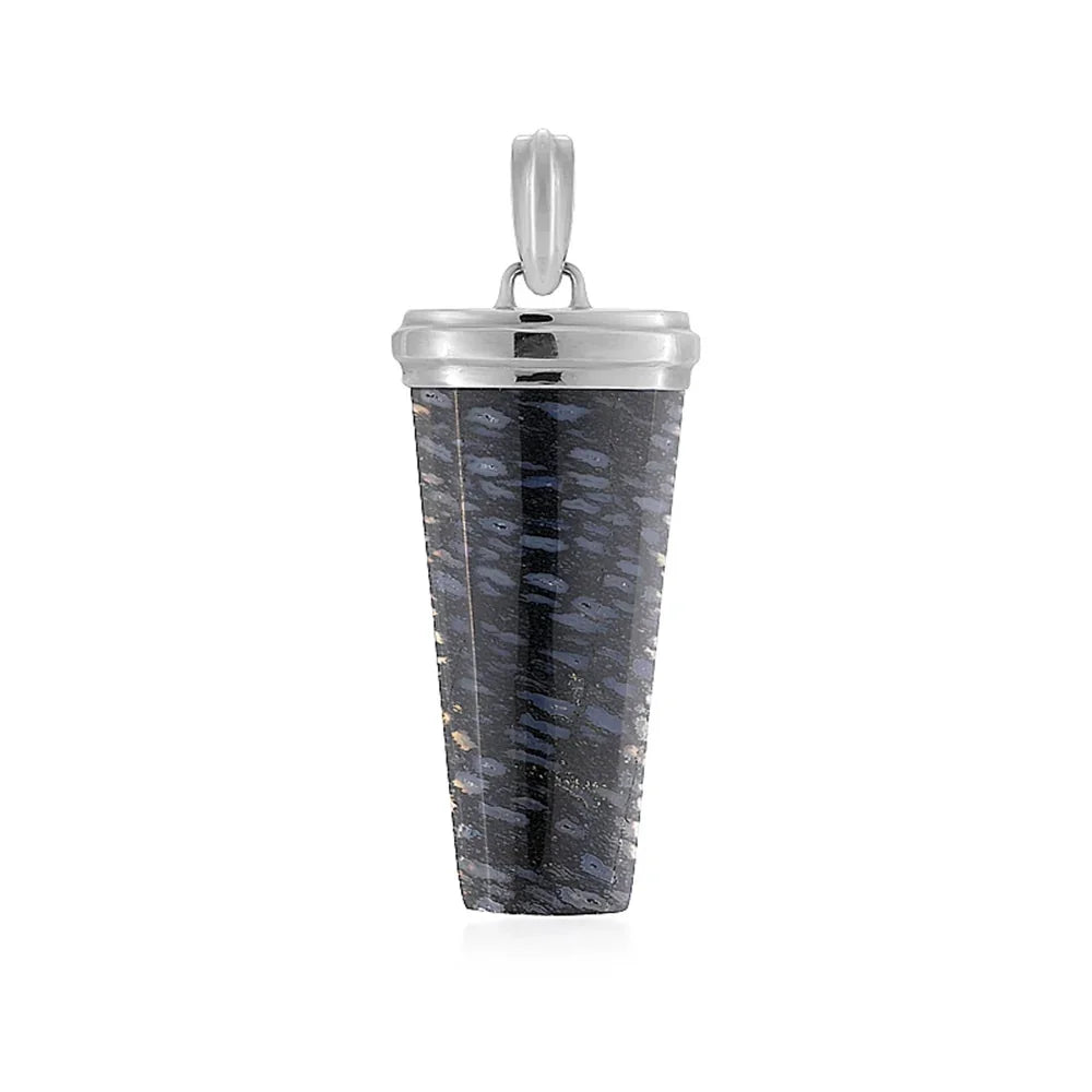 Anhänger Palmholz (dunkel), Trapez (40 x 20mm), 5,4cm, platiniert - MeinSchmuckShop