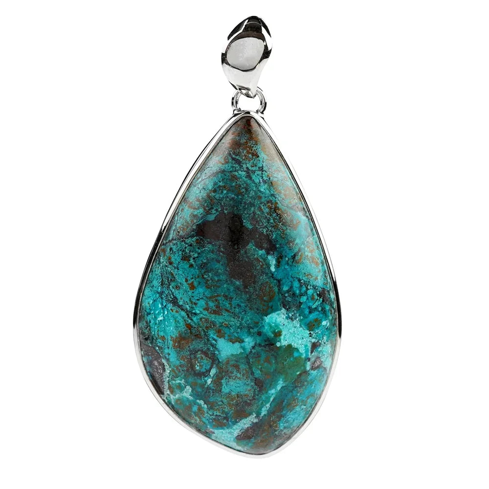 Anhänger Chrysocoll Freeform (50 x 26mm), 6,4cm, platiniert - MeinSchmuckShop