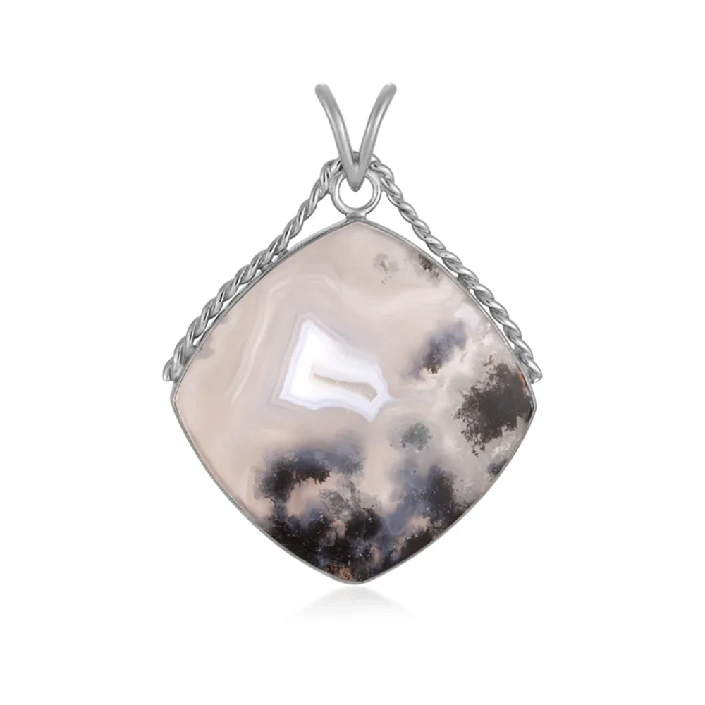 Anhänger Chalcedon (lila), Cusion (30 x 30mm), 4,0cm, platiniert - MeinSchmuckShop