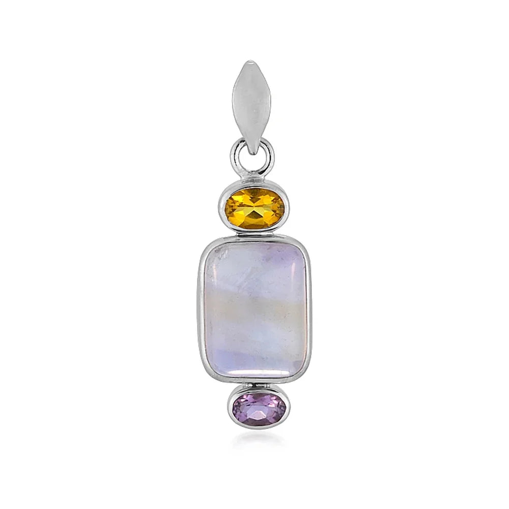 Anhänger Ametrin Rechteck (16 x 12mm), Amethyst, Citrin, 3,5cm, platiniert - MeinSchmuckShop