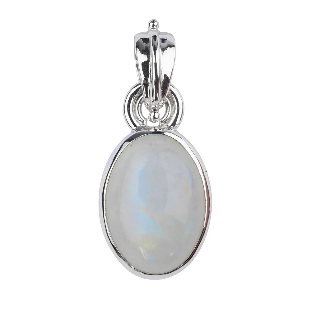 Anhänger Labradorit (weiß), Oval (16 x 12mm), 3,4cm, platiniert - MeinSchmuckShop