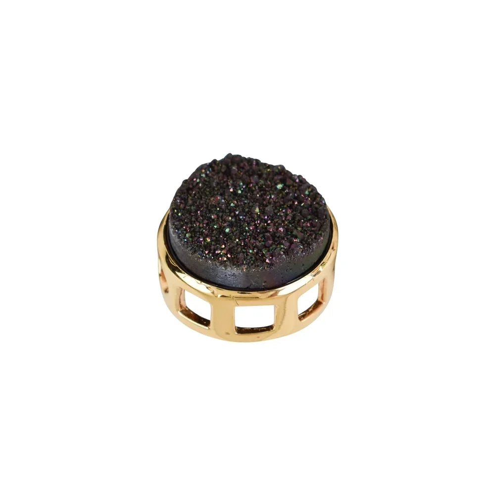 Anhänger Achat Druzy schwarz (gef.), 1,6cm, vergoldet - MeinSchmuckShop