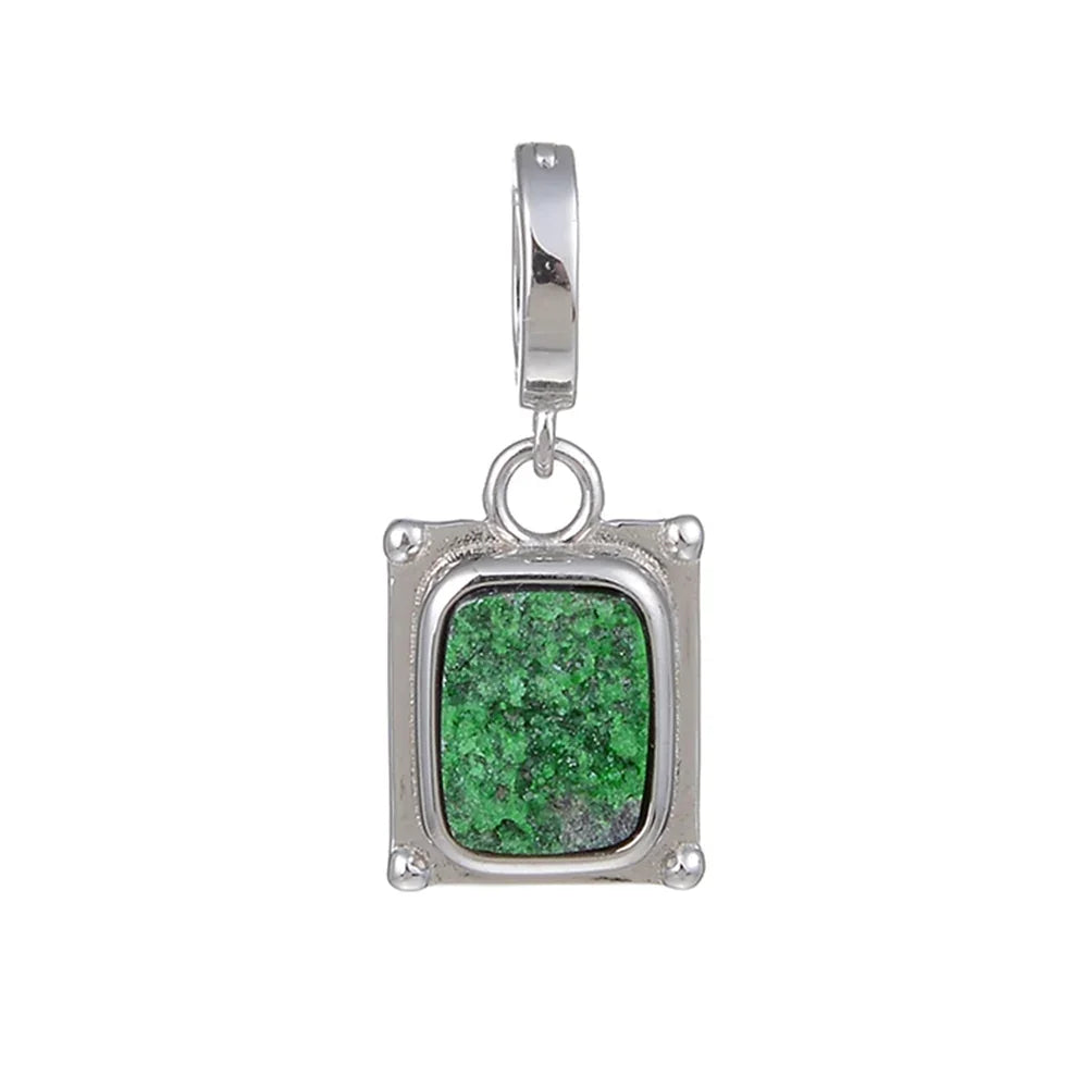 Anhänger Uwarowit, Rechteck (9 x 7mm), 2,5cm, rhodiniert, Vario-Clip - MeinSchmuckShop