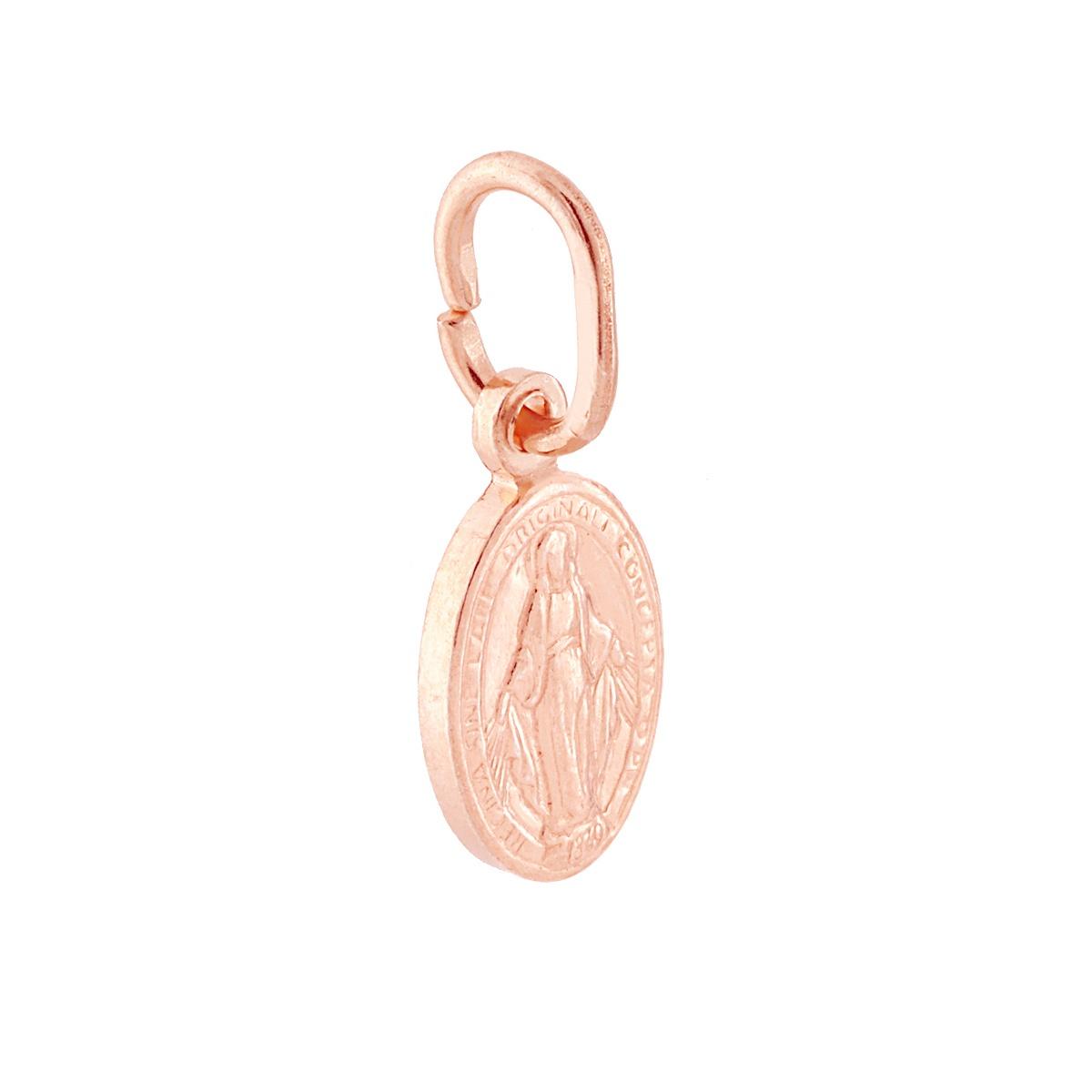 Ovales Medaillon-Anhänger mit der Wunderbaren Madonna, 14 mm, aus 925er Silber, roségalvanisiert. - MeinSchmuckShop