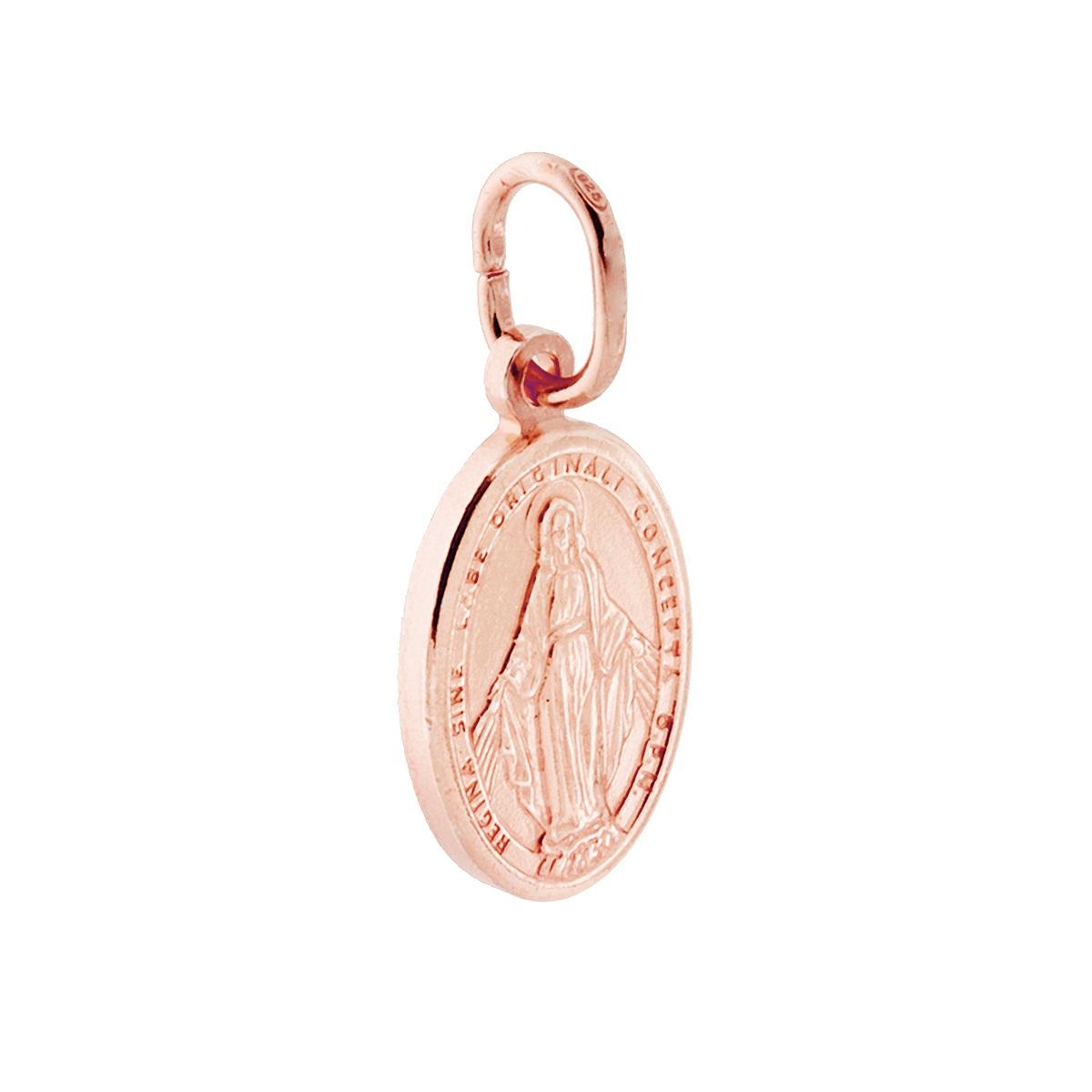 Ovaler Medaillienanhänger 18 mm Madonna Miracolosa in 925er Silber Roségold galvanisiert - MeinSchmuckShop