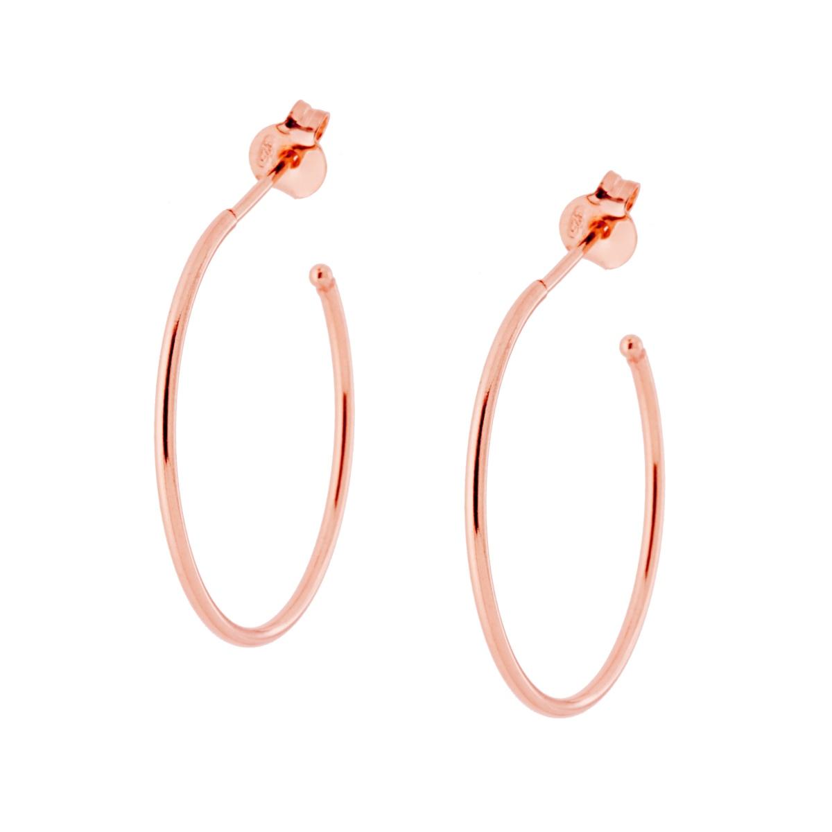 Ohrhänger aus Kreisen mit Butterfly-Verschluss 25 mm, Runddraht Ø 1,2 mm, in 925er Silber, roségold galvanisch beschichtet - MeinSchmuckShop