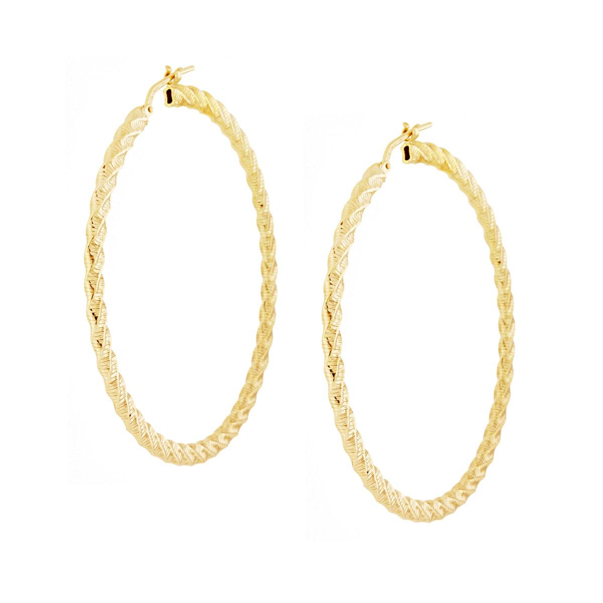 Ohrringe Kreis Geflochten Diamantiert 55 mm in Silber 925, Gold galvanisiert - MeinSchmuckShop
