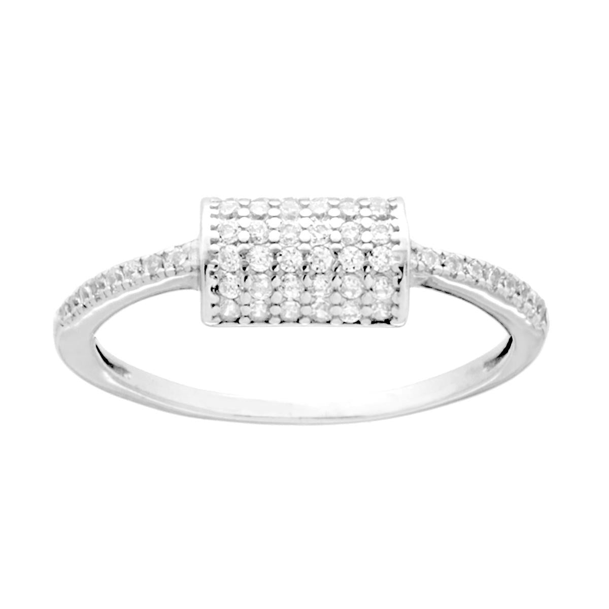 Veretta-Modellring mit weißen Zirkonia-Zylinder in Silber 925 rhodiniert. - MeinSchmuckShop