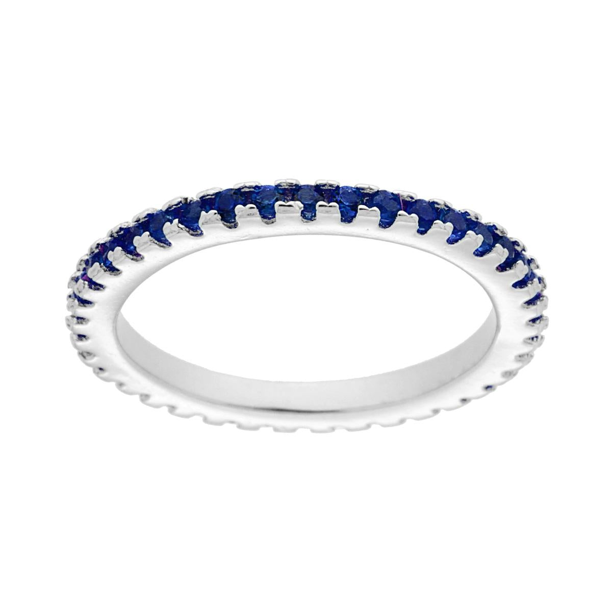 Eternity-Veretta mit Drehband, blaues Zirkonia-Saphir, aus 925er Silber rhodiniert - MeinSchmuckShop