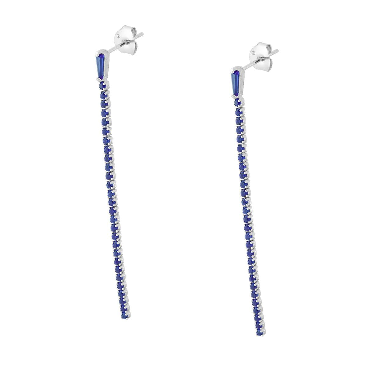 Tennis-Ohrringe mit blauen Zirkonen (Saphir) in 925er Silber, rhodiniert - MeinSchmuckShop