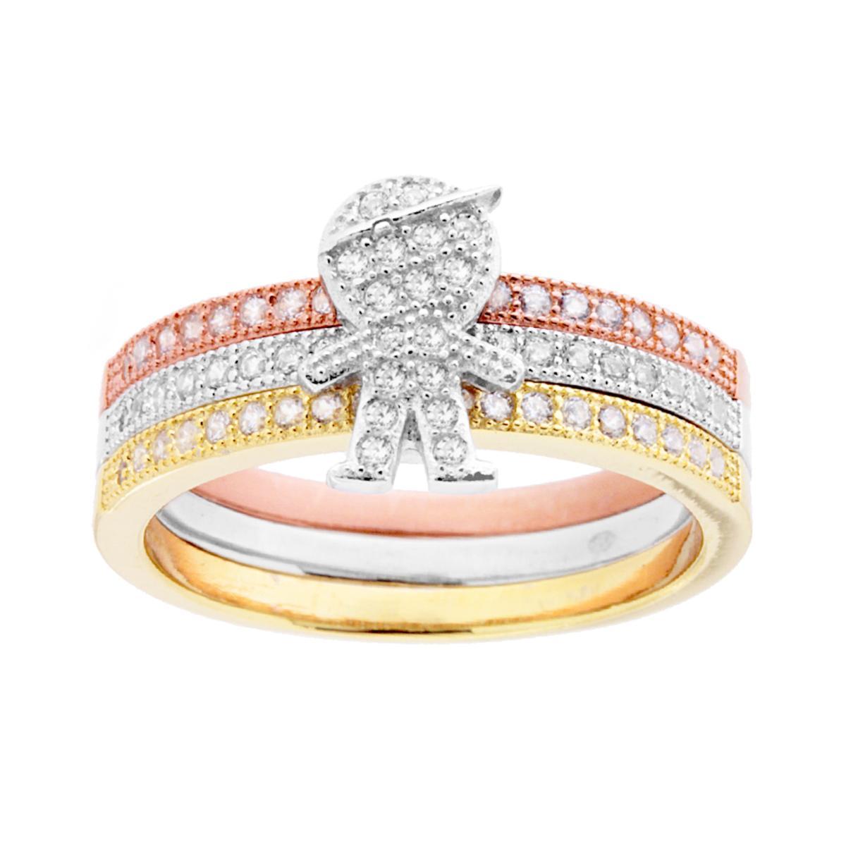 Veretta-Eternity-Ring in drei Farben – Familie, Sohn, Baby – mit weißen Zirkonen, aus 925er Silber, rhodiniert, Gold- und Roségoldbeschichtet - MeinSchmuckShop